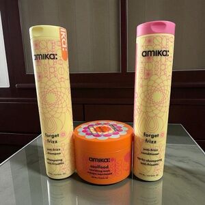 Amika Forget Frizz Duo Shampoo/Conditioner and Soulfood Mask ($92) New